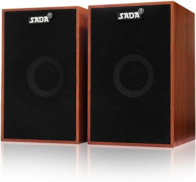 اسپیکرهای چوبی ترکیبی سیم دار USB مدل Honsto A V-160، اسپیکرهای کامپیوتر، ساب ووفر پخش کننده موسیقی استریو باس برای کامپیوتر رومیزی، لپ تاپ، تبلت، تلفن هوشمند