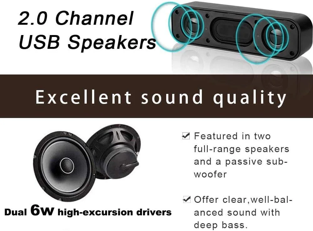 اسپیکر کامپیوتر USB هونکیوب، اسپیکر لپ تاپ، اسپیکر ساندبار مینی با طراحی کوچک با تغذیه USB برای کامپیوتر، دسکتاپ، لپ تاپ، کانتر پرداخت
