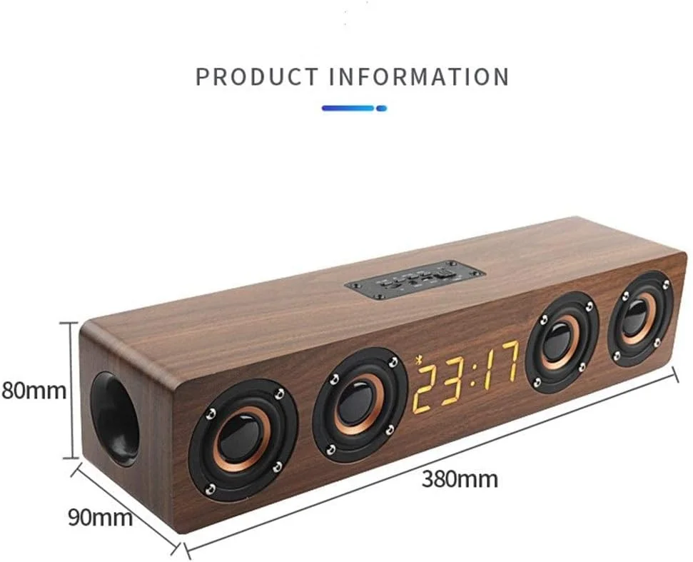 اسپیکر چوبی قابل حمل HANEFRE، بلوتوثی، استریو، مناسب سیستم های PC و TV، اسپیکر رومیزی، پورت صدا، FM، اسپیکر کامپیوتر