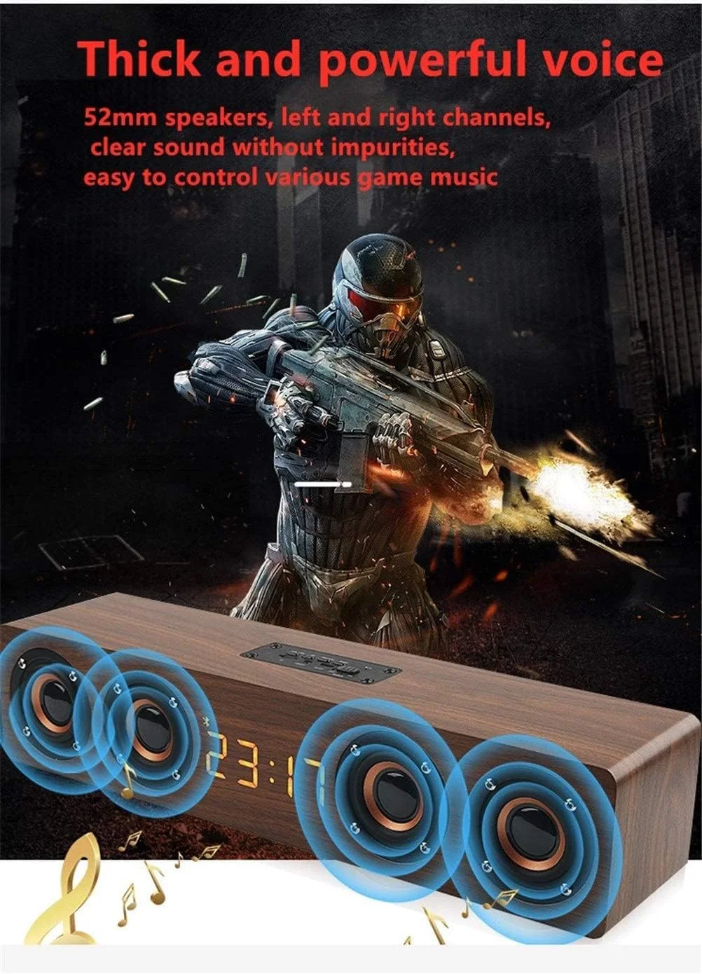 اسپیکر چوبی قابل حمل HAIRA، اسپیکر بلوتوثی، سیستم استریو PC TV، اسپیکر رومیزی، ساند پست FM، اسپیکر کامپیوتر