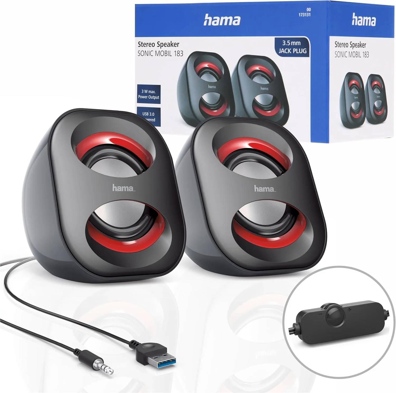 اسپیکر لپ تاپ هاما مدل Sonic Mobil 183، مشکی/قرمز (173131)