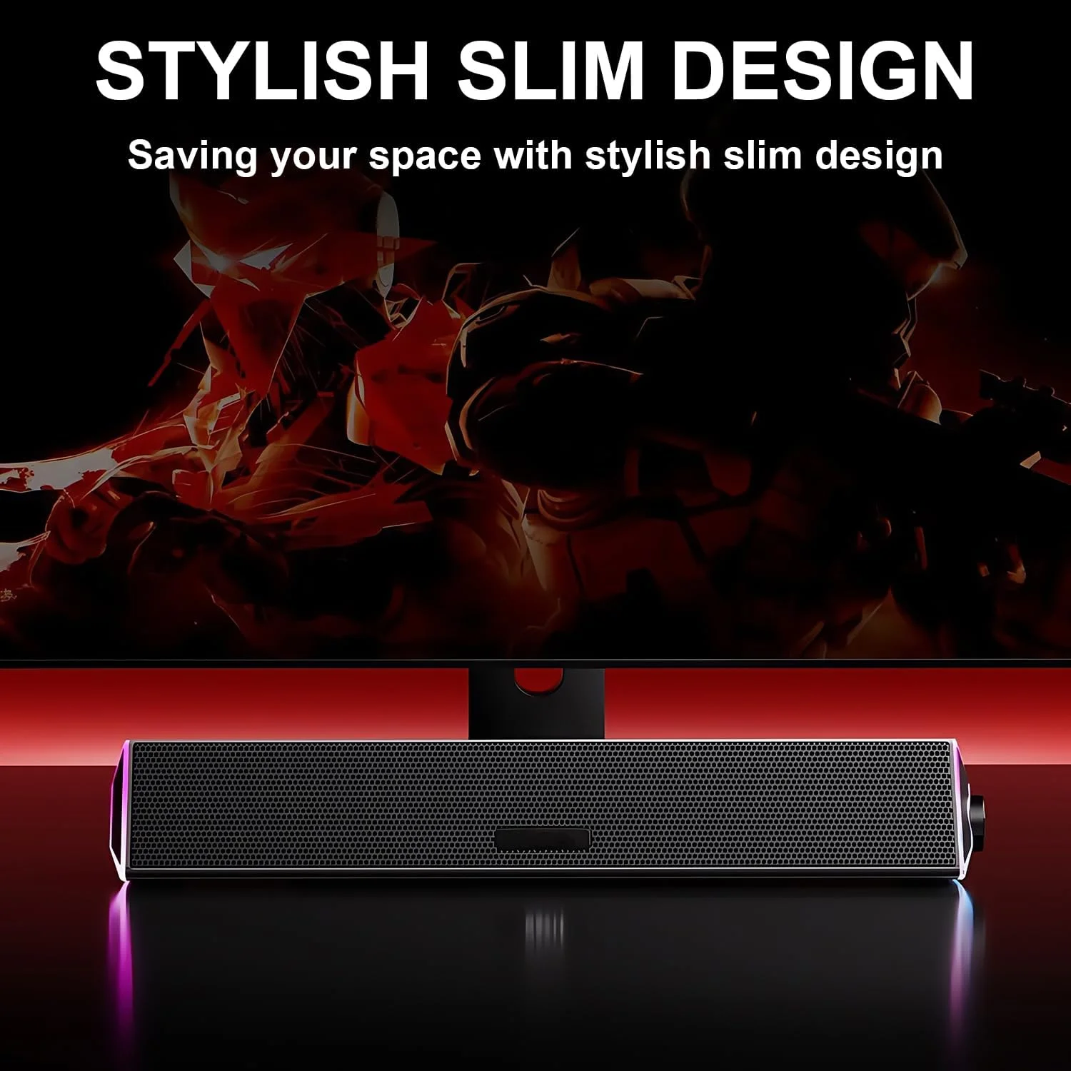 اسپیکر کامپیوتر رومیزی Funito، اسپیکرهای کامپیوتر با USB تکی برای برق و استریو، اسپیکرهای گیمینگ با نورپردازی تنفسی، مانیتور کامپیوتر رومیزی، ساندبارهای لپ تاپ (شامل آداپتور USB-C)