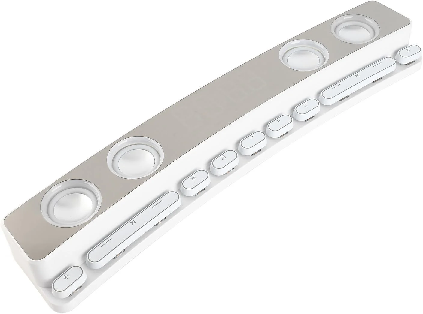 اسپیکر کامپیوتر Goshyda، ساندبار استریو HiFi بی‌سیم بلوتوثی، اسپیکر گیمینگ RGB پویا با کلیدهای مکانیکی و آلارم دوگانه، برای لپ‌تاپ، پروژکتور و کامپیوتر رومیزی (سفید)