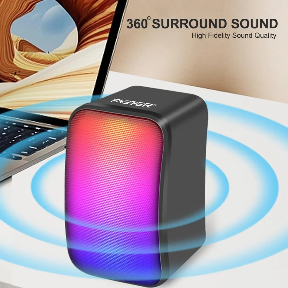 اسپیکر کامپیوتر Faster FS-71، اسپیکر گیمینگ USB با نور LED رنگارنگ - اسپیکر استریو مینی چند رسانه ای قابل حمل برای مانیتور کامپیوتر رومیزی لپ تاپ - اسپیکر برای کامپیوتر اسپیکر کامپیوتر Faster FS-71، اسپیکر گیمینگ USB با نور LED رنگارنگ - اسپیکر استریو مینی چند رسانه ای قابل حمل برای مانیتور کامپیوتر رومیزی لپ تاپ - اسپیکر برای کامپیوتر