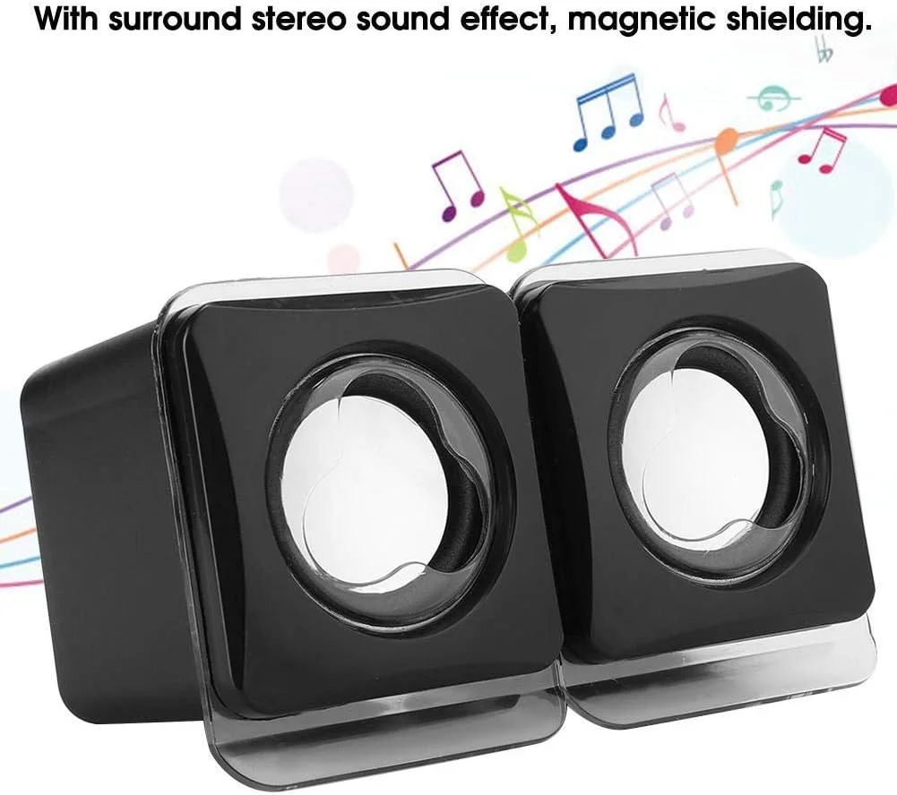 اسپیکر کامپیوتر fosa1 برای کامپیوتر رومیزی، لپ تاپ، مک، اسپیکر ترکیبی مینی سیمی USB 2.0، سیستم اسپیکر استریو دوگانه با کنترل صدا