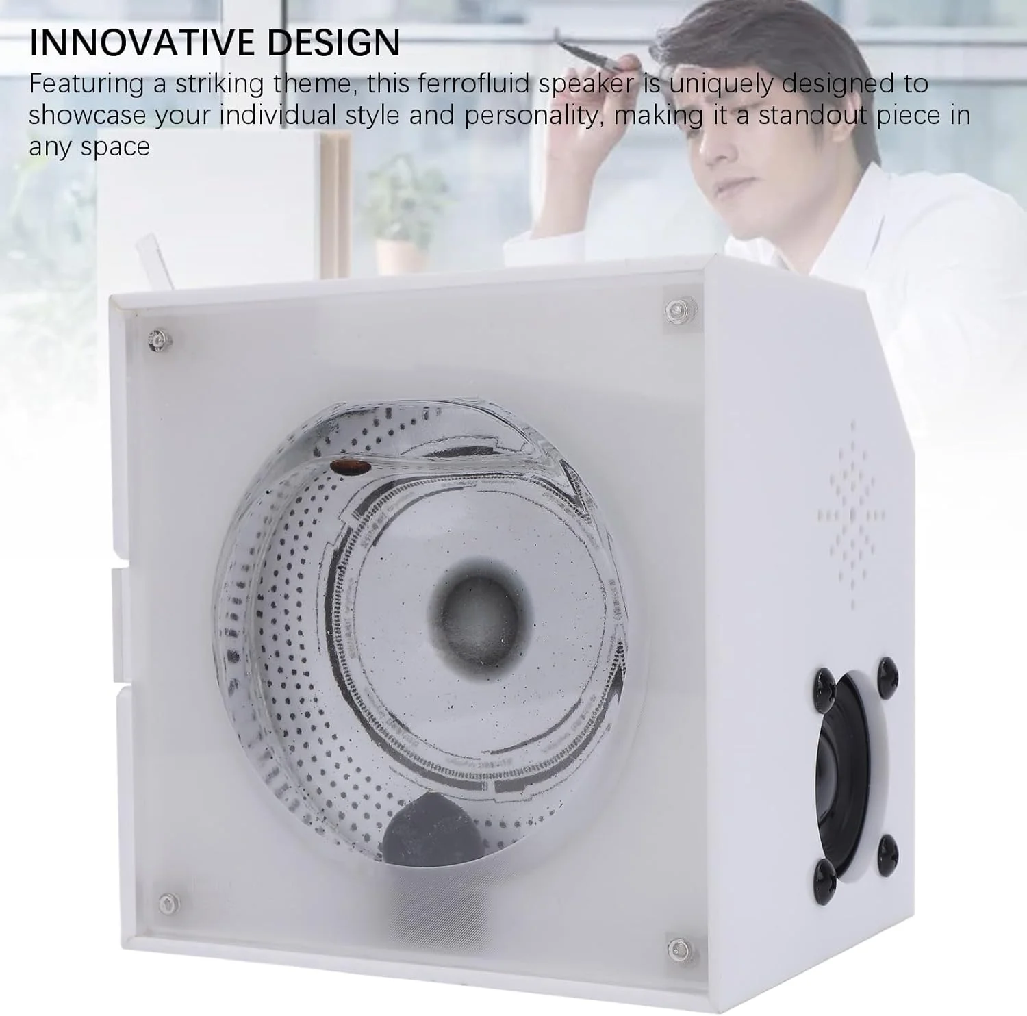 ویژوالایزر موسیقی فروسیال، اسپیکر فروسیال، اسپیکر ویژوال صدا، فروسیال رقصنده USB برای میز، اتاق خواب، دفتر، مطالعه، دکور رومیزی، هدیه برای نوجوانان، هدیه های علمی