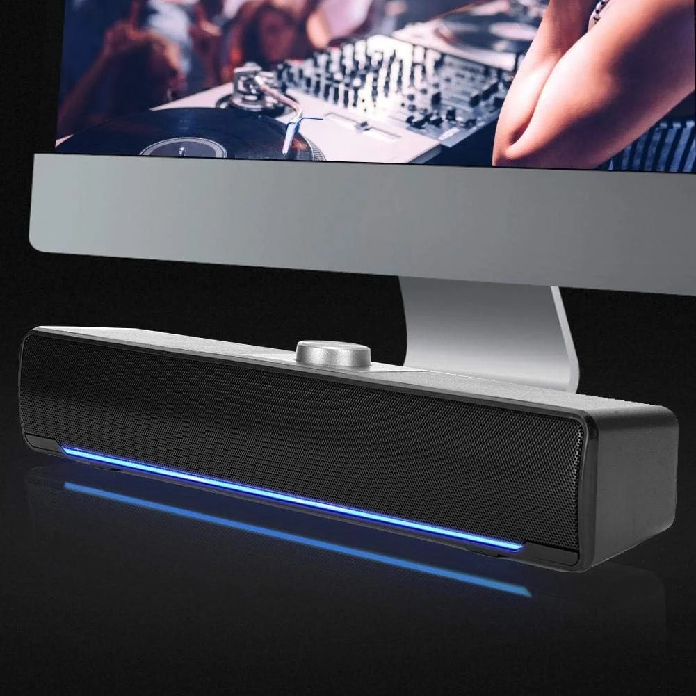 اسپیکر FEIP، اسپیکر رومیزی نورپردازی با جک 3.5 میلی متری چند رسانه ای با اندازه کوچک برای دفتر (مشکی)