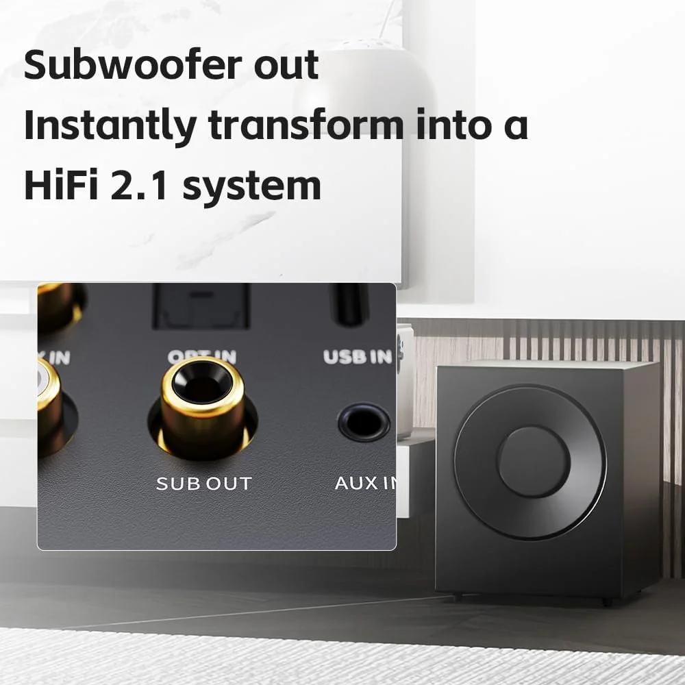 اسپیکر رومیزی Hi-Fi فیو مدل SA1. دارای PEQ 31 باندی، بلوتوث LDAC، خروجی 20W2+5W2، پری امپ فونو، ووفر فیبر چوب، تیوتر آلومینیوم-منیزیم (سفید)