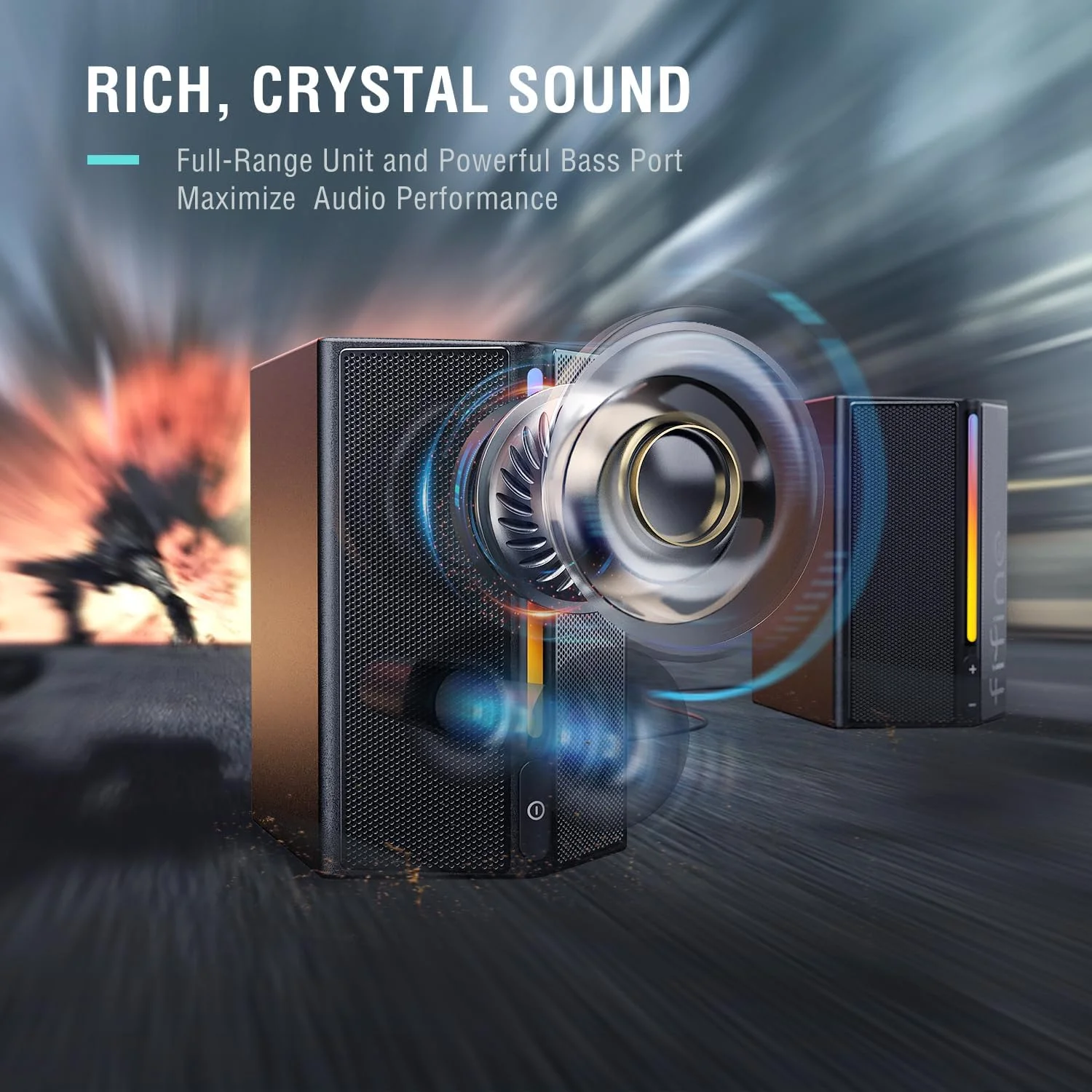 اسپیکرهای کامپیوتر FIFINE، اسپیکرهای رومیزی کامپیوتر با کنترل صدا، بلندگوهای گیمینگ RGB سیمی با کابل صوتی AUX 3.5 میلی متری برای لپ تاپ، مانیتور، تلفن، تبلت - AmpliGame A20 اسپیکرهای کامپیوتر FIFINE، اسپیکرهای رومیزی کامپیوتر با کنترل صدا، بلندگوهای گیمینگ RGB سیمی با کابل صوتی AUX 3.5 میلی متری برای لپ تاپ، مانیتور، تلفن، تبلت - AmpliGame A20