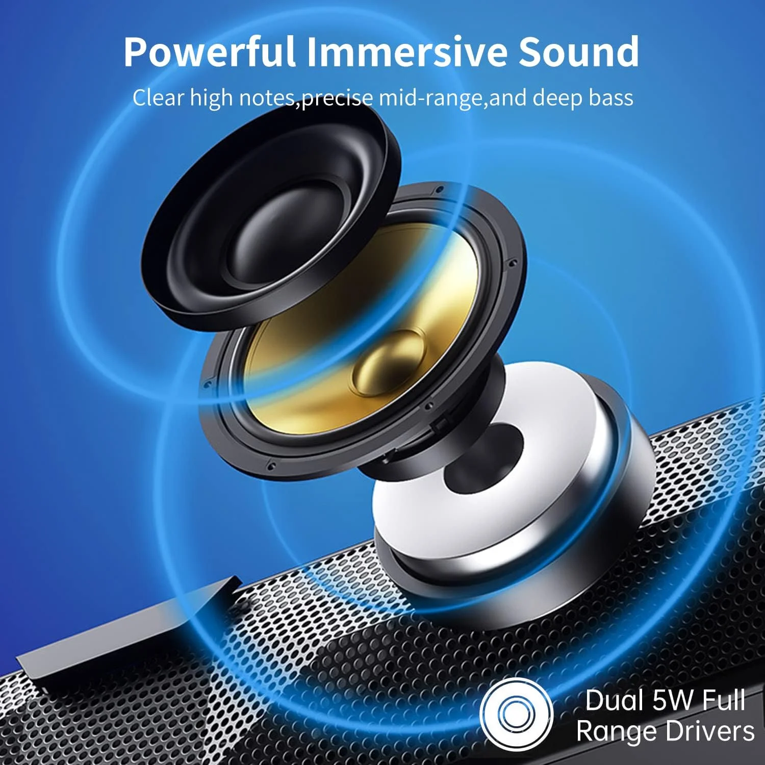 اسپیکرهای کامپیوتر Exrp، ساندبار کامپیوتر RGB پویا، اسپیکرهای بلوتوث و USB برای کامپیوتر، اسپیکرهای استریو HiFi گیمینگ برای دسکتاپ