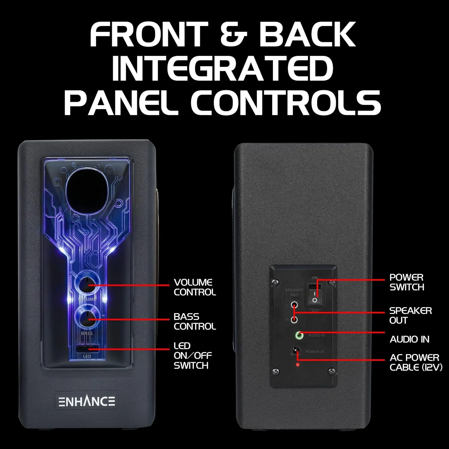 اسپیکرهای کامپیوتر ENHANCE SB 2.1 با ساب ووفر - اسپیکرهای گیمینگ LED آبی، سیستم اسپیکر کامپیوتر، تغذیه AC و 3.5 میلی متری، کنترل صدا و باس، سازگار با کامپیوتر گیمینگ، دسکتاپ، لپ تاپ اسپیکرهای کامپیوتر ENHANCE SB 2.1 با ساب ووفر - اسپیکرهای گیمینگ LED آبی، سیستم اسپیکر کامپیوتر، تغذیه AC و 3.5 میلی متری، کنترل صدا و باس، سازگار با کامپیوتر گیمینگ، دسکتاپ، لپ تاپ