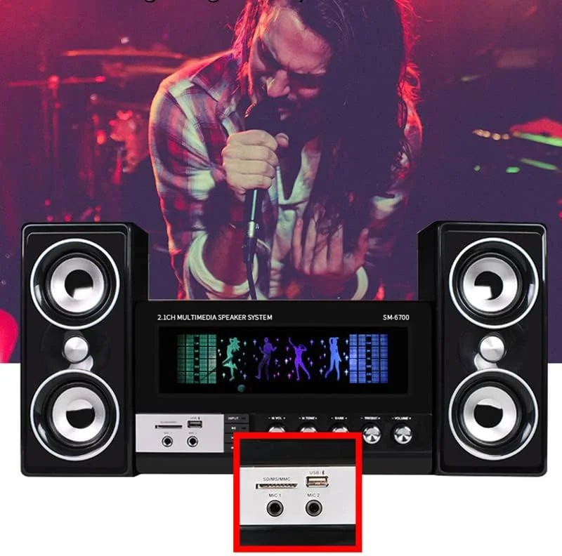 اسپیکر الکترونیکی - اسپیکر کامپیوتر تلویزیون 2.1 چند رسانه ای سینمای خانگی کارائوکه بوم باکس دسکتاپ کارت صوتی تلفن همراه بی سیم بلوتوث ساب ووفر (SM6700 با میکروفون 2) اسپیکر الکترونیکی - اسپیکر کامپیوتر تلویزیون 2.1 چند رسانه ای سینمای خانگی کارائوکه بوم باکس دسکتاپ کارت صوتی تلفن همراه بی سیم بلوتوث ساب ووفر (SM6700 با میکروفون 2)