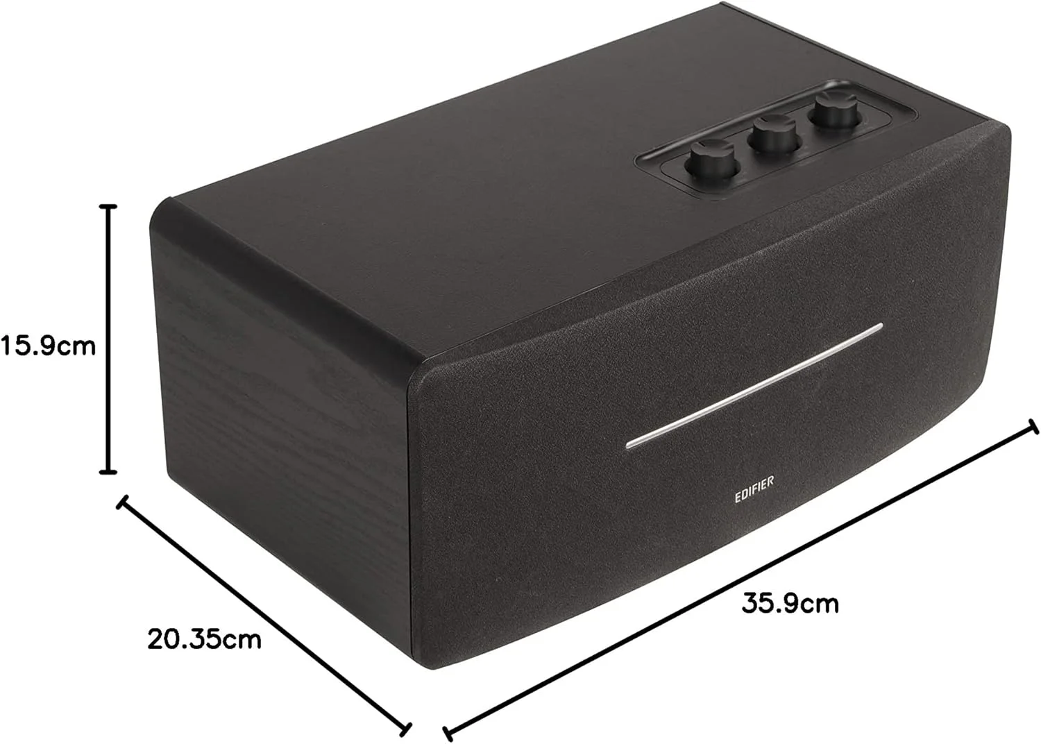 اسپیکر رومیزی Edifier D12 - اسپیکر استریو بلوتوث یکپارچه - اسپیکر کامپیوتر بی سیم برای استفاده رومیزی - 70 وات RMS با خروجی ساب ووفر - مشکی