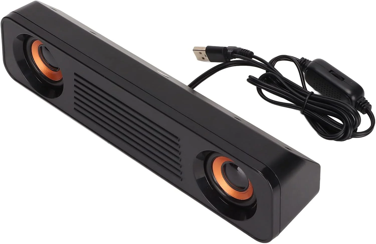 اسپیکر صدای فراگیر 360 درجه Eacam، 2 عدد اسپیکر HiFi با طراحی کف صاف، پلاگ 3.5 میلی متری، تغذیه از طریق USB برای تلویزیون، کامپیوتر، اسپیکر رومیزی با دیافراگم طلایی برای خانه، اسپیکر سیمی