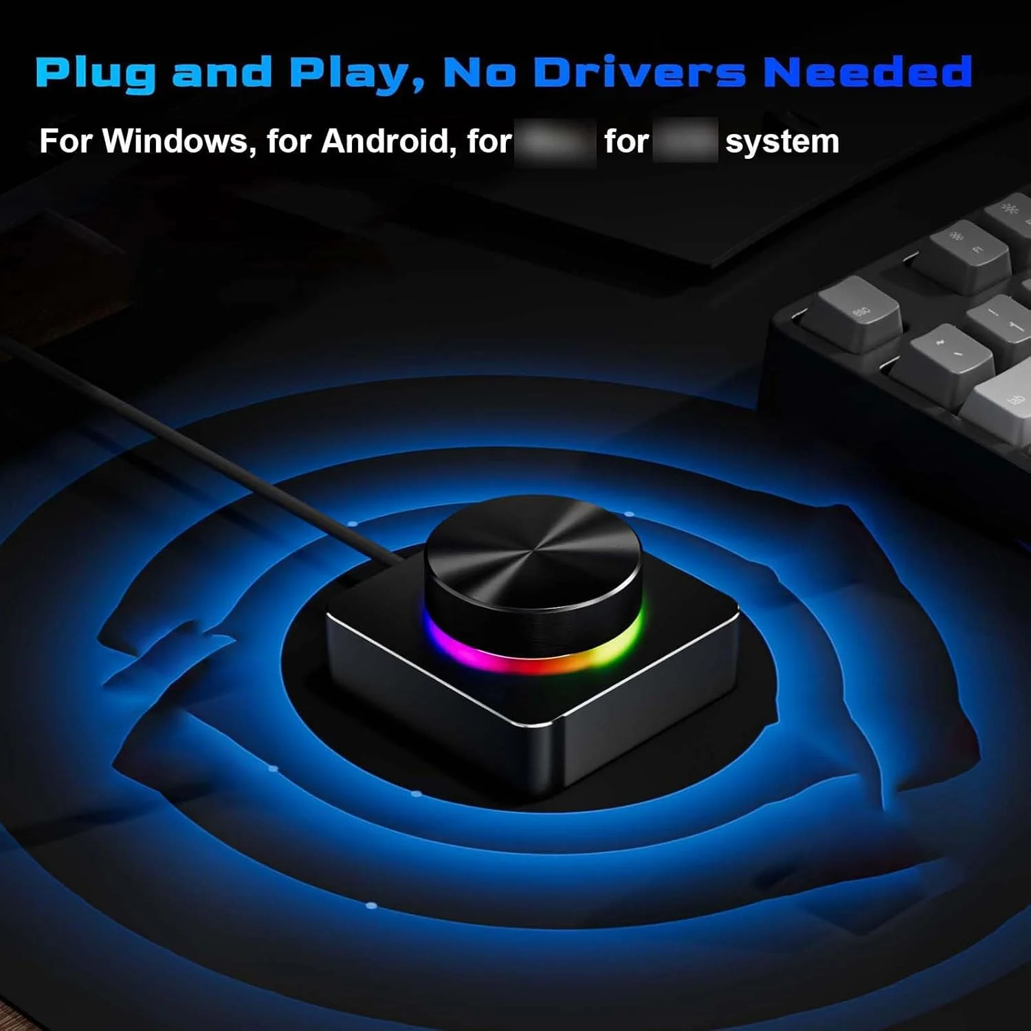 دکمه کنترل صدا USB Luocute، کنترلر چند رسانه ای قابل تنظیم اسپیکر با نور RGB، اتصال BT و سیمی