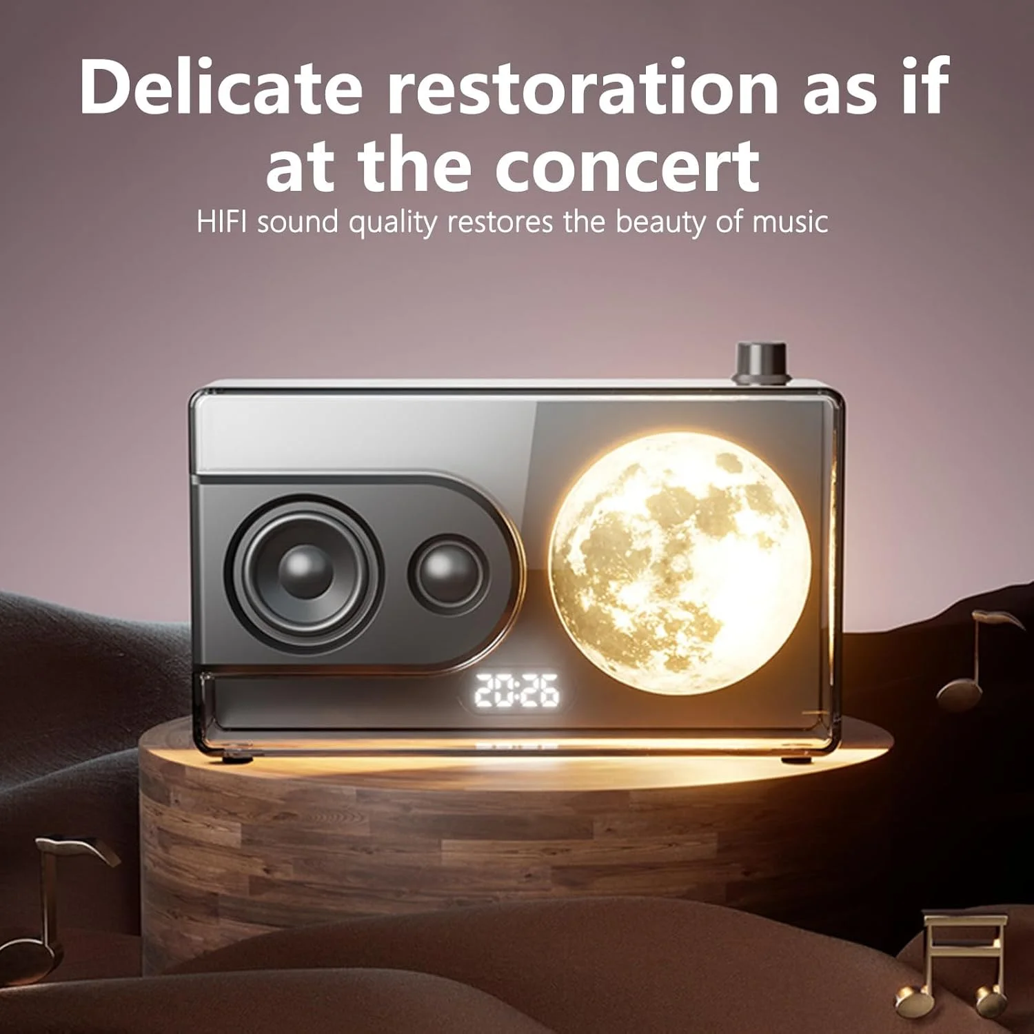 باکس های نور ماه، ساعت نویز سفید شفاف، بلندگوهای سازگار با بلوتوث، لوازم جانبی کامپیوتر رومیزی با بیس قوی و فعال سازی صوتی