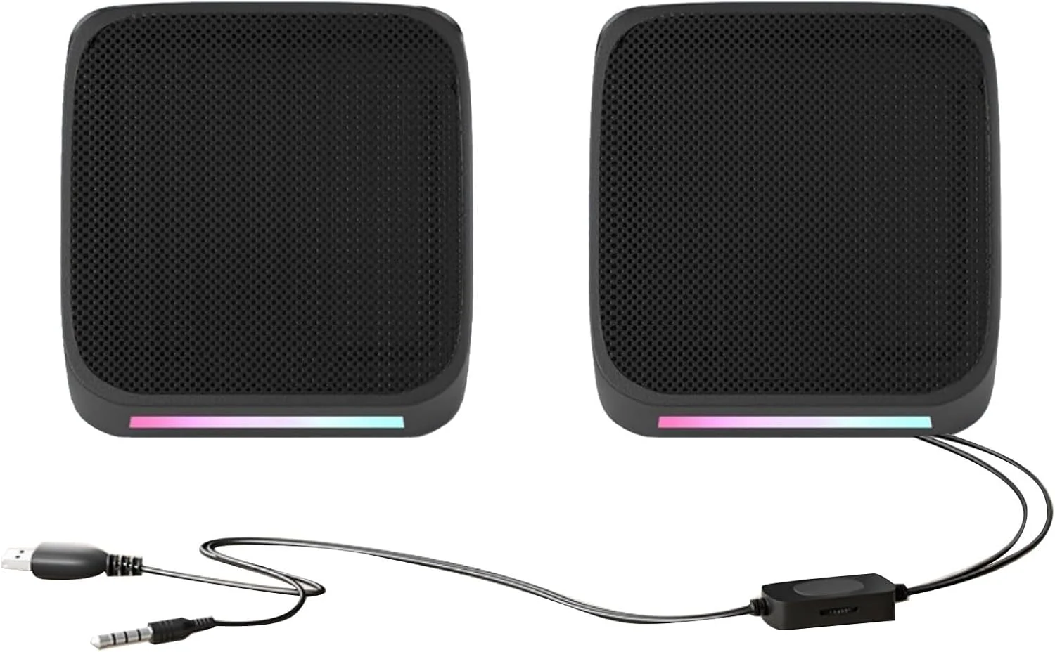 یک جفت اسپیکر کوچک قابل حمل کامپیوتر برای لپ تاپ رومیزی، اسپیکرهای کوچک رایانه شخصی با تغذیه USB، صدای فراگیر سه بعدی
