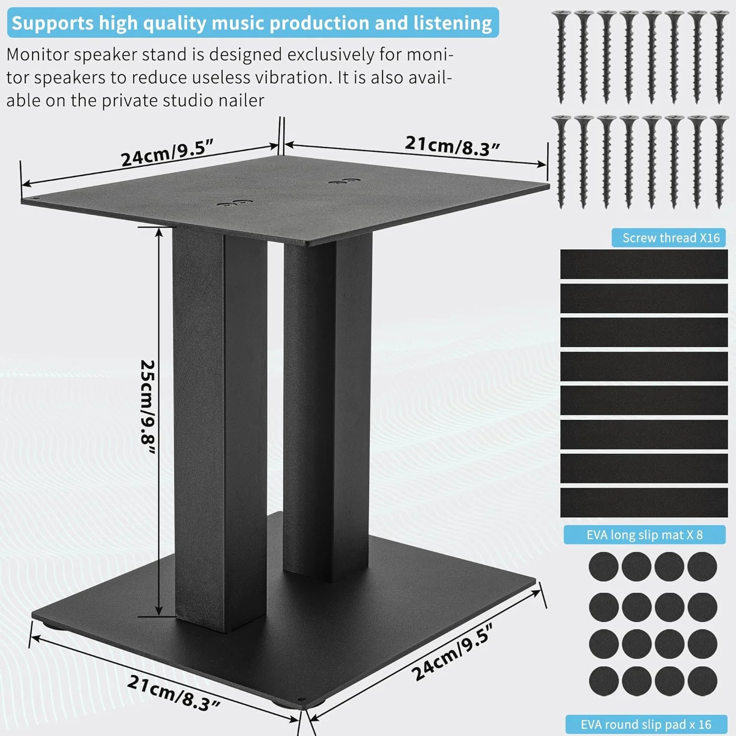 پایه رومیزی بلندگو یک جفت، پایه بلندگو قفسه کتاب، پایه مانیتور استودیویی فولادی