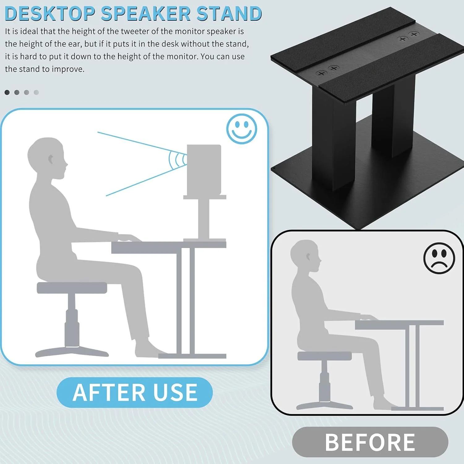 پایه رومیزی بلندگو یک جفت، پایه بلندگو قفسه کتاب، پایه مانیتور استودیویی فولادی