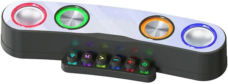 اسپیکر کامپیوتر CYTBEK، اسپیکرهای گیمینگ کامپیوتر برای دسکتاپ، ساندبار دسکتاپ با پشتیبانی از کارت TF و رادیو FM برای لپ تاپ و کامپیوتر، ساندبار RGB برای مانیتور و لپ تاپ