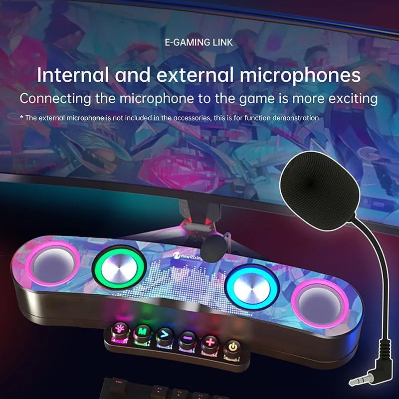 اسپیکر کامپیوتر CYTBEK، اسپیکرهای گیمینگ کامپیوتر برای دسکتاپ، ساندبار دسکتاپ با پشتیبانی از کارت TF و رادیو FM برای لپ تاپ و کامپیوتر، ساندبار RGB برای مانیتور و لپ تاپ