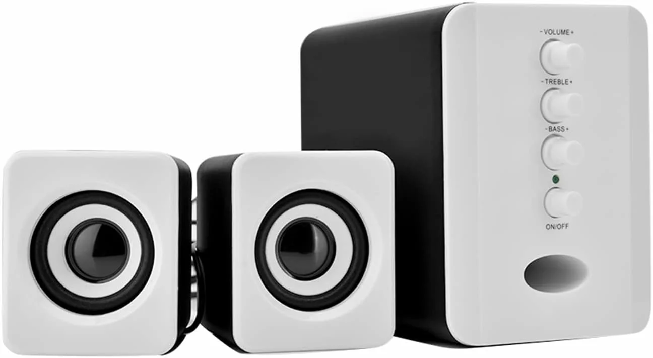 اسپیکر سیمی Cryfokt، ساب ووفر مینی سبک وزن، 3 وات برای تلفن همراه، تبلت، کامپیوتر (سیاه سفید)