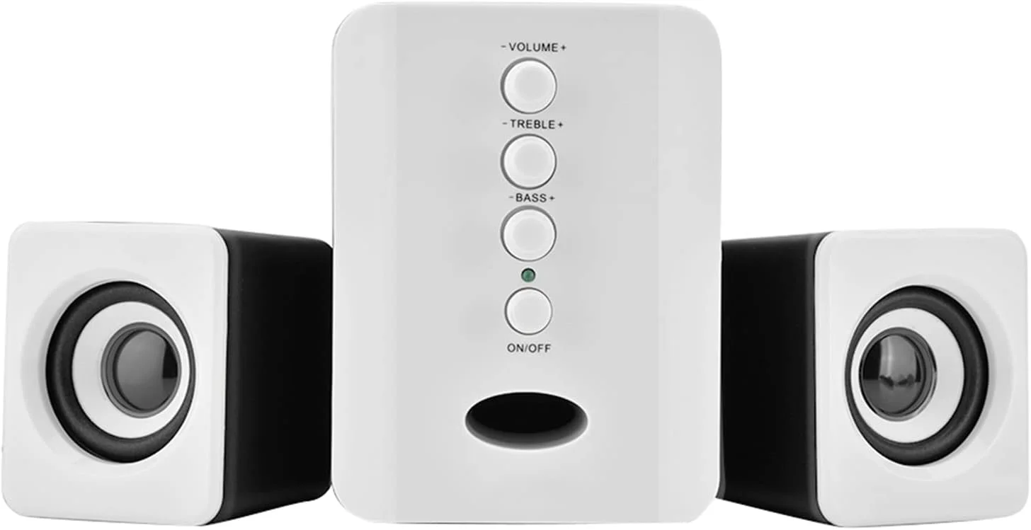 اسپیکر سیمی Cryfokt، ساب ووفر مینی سبک وزن، 3 وات برای تلفن همراه، تبلت، کامپیوتر (سیاه سفید)