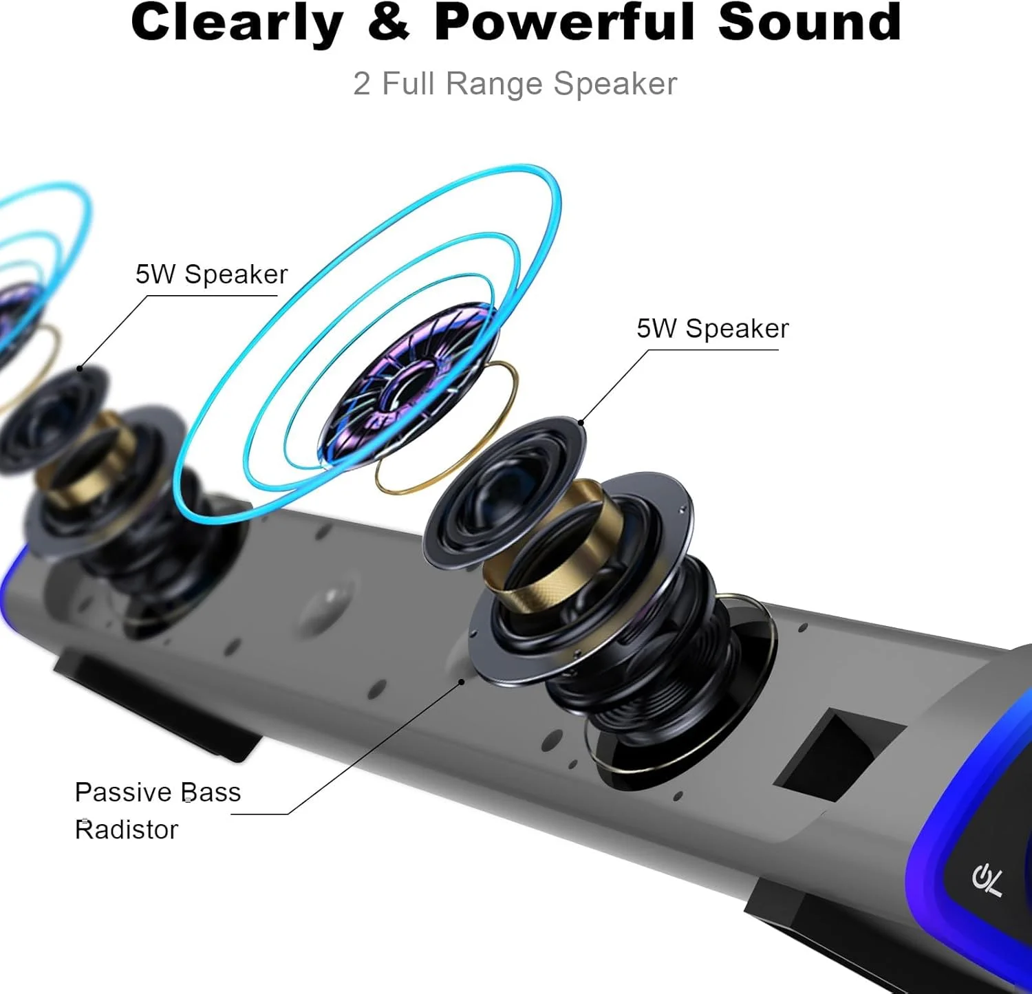 اسپیکر کامپیوتر بلوتوثی Defsedar برای کامپیوتر رومیزی، 6 حالت نور LED با دکمه کنترل همه کاره، ساندبار سیمی با تغذیه USB، ساندبار قابل حمل صدای فراگیر برای مانیتور لپ تاپ تلفن (مشکی) اسپیکر کامپیوتر بلوتوثی Defsedar برای کامپیوتر رومیزی، 6 حالت نور LED با دکمه کنترل همه کاره، ساندبار سیمی با تغذیه USB، ساندبار قابل حمل صدای فراگیر برای مانیتور لپ تاپ تلفن (مشکی)