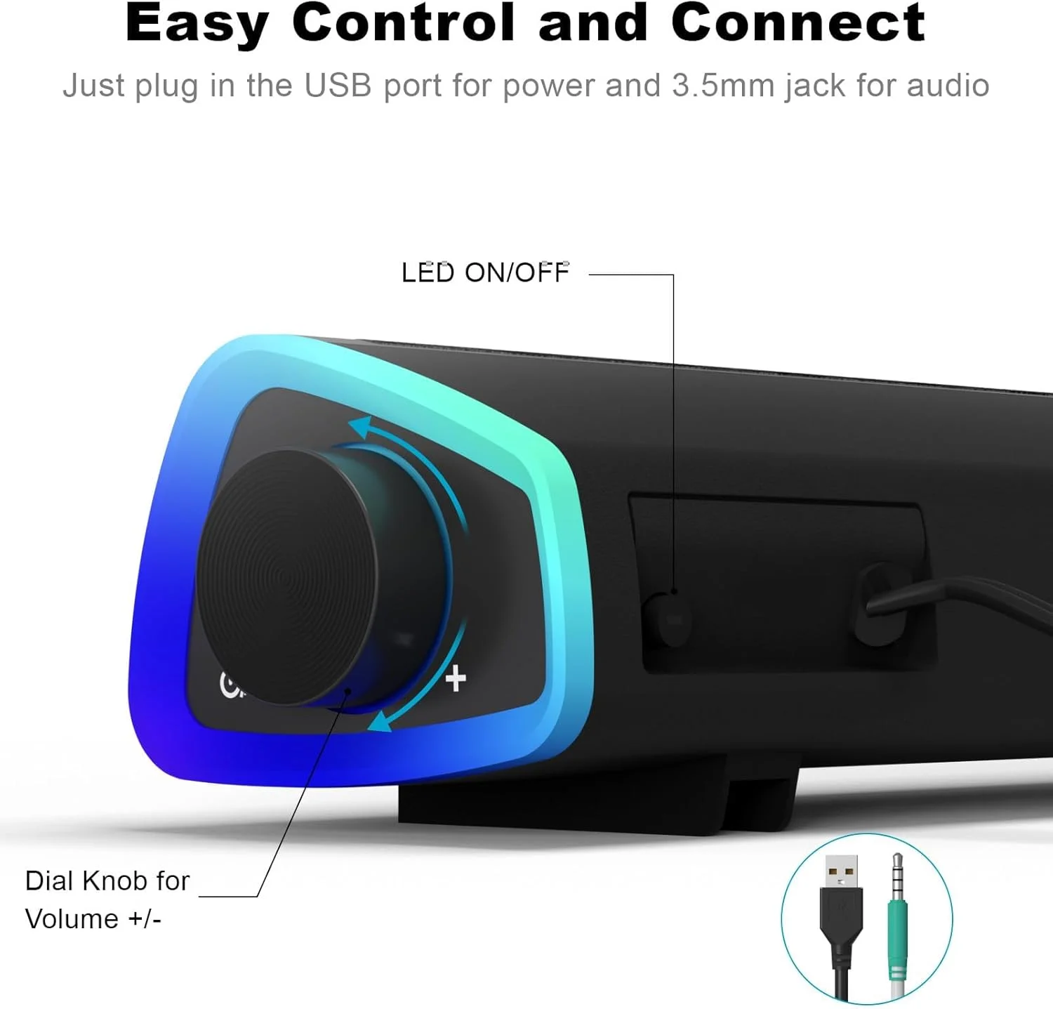 اسپیکر کامپیوتر بلوتوثی Defsedar برای کامپیوتر رومیزی، 6 حالت نور LED با دکمه کنترل همه کاره، ساندبار سیمی با تغذیه USB، ساندبار قابل حمل صدای فراگیر برای مانیتور لپ تاپ تلفن (مشکی) اسپیکر کامپیوتر بلوتوثی Defsedar برای کامپیوتر رومیزی، 6 حالت نور LED با دکمه کنترل همه کاره، ساندبار سیمی با تغذیه USB، ساندبار قابل حمل صدای فراگیر برای مانیتور لپ تاپ تلفن (مشکی)