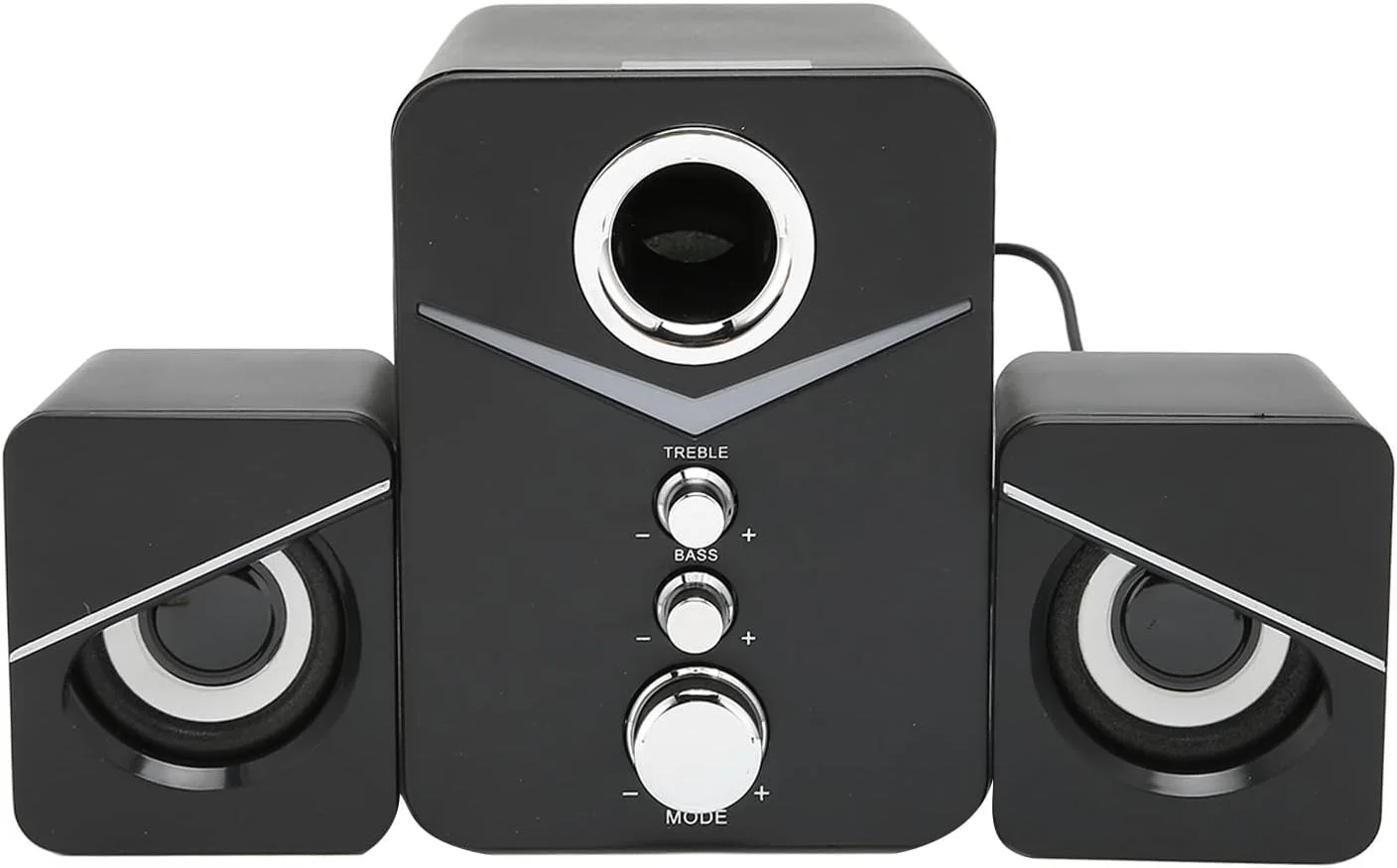 اسپیکر کامپیوتر با بیس عمیق، ساب ووفر بی سیم و جمع و جور برای سینمای خانگی/تلویزیون/اسپیکر/کامپیوتر/تلفن، 3 اسپیکر پرقدرت، BT 5.0، نور محیطی آبی یخی، صدای فراگیر