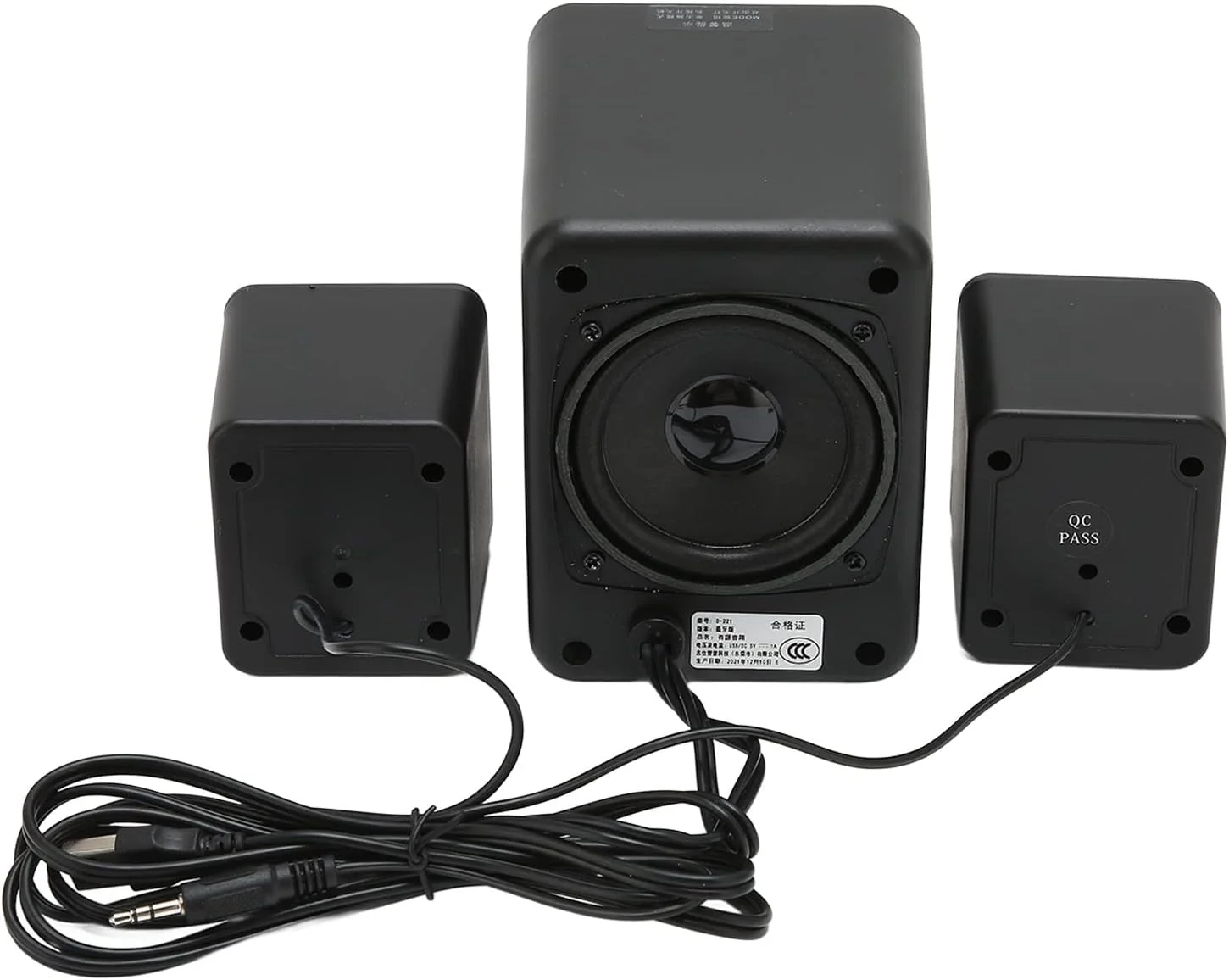 اسپیکر کامپیوتر با بیس عمیق، ساب ووفر بی سیم و جمع و جور برای سینمای خانگی/تلویزیون/اسپیکر/کامپیوتر/تلفن، 3 اسپیکر پرقدرت، BT 5.0، نور محیطی آبی یخی، صدای فراگیر