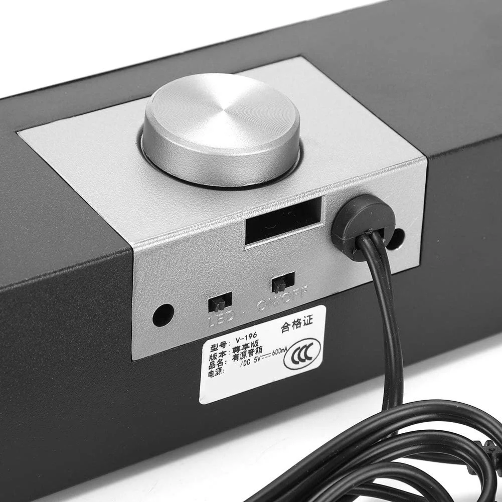 اسپیکر کامپیوتر، جک جهانی 3.5 میلی متری، ساب ووفر کوچک چند رسانه ای با USB، ساندبار استریو برای لپ تاپ، کامپیوتر، تلفن همراه و تبلت (مشکی)