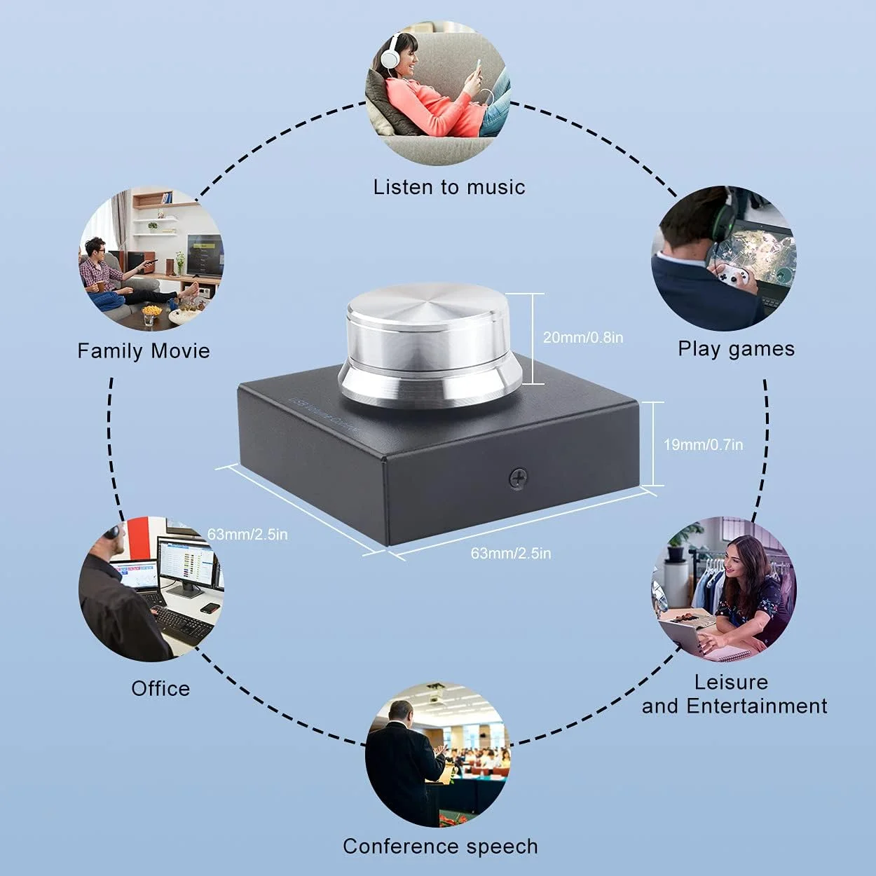 کنترل کننده صدا، کنترل کننده صدای USB برای کامپیوتر، اسپیکر، دکمه کنترل صدا، قطع صدای تک کلیدی، اتصال و پخش
