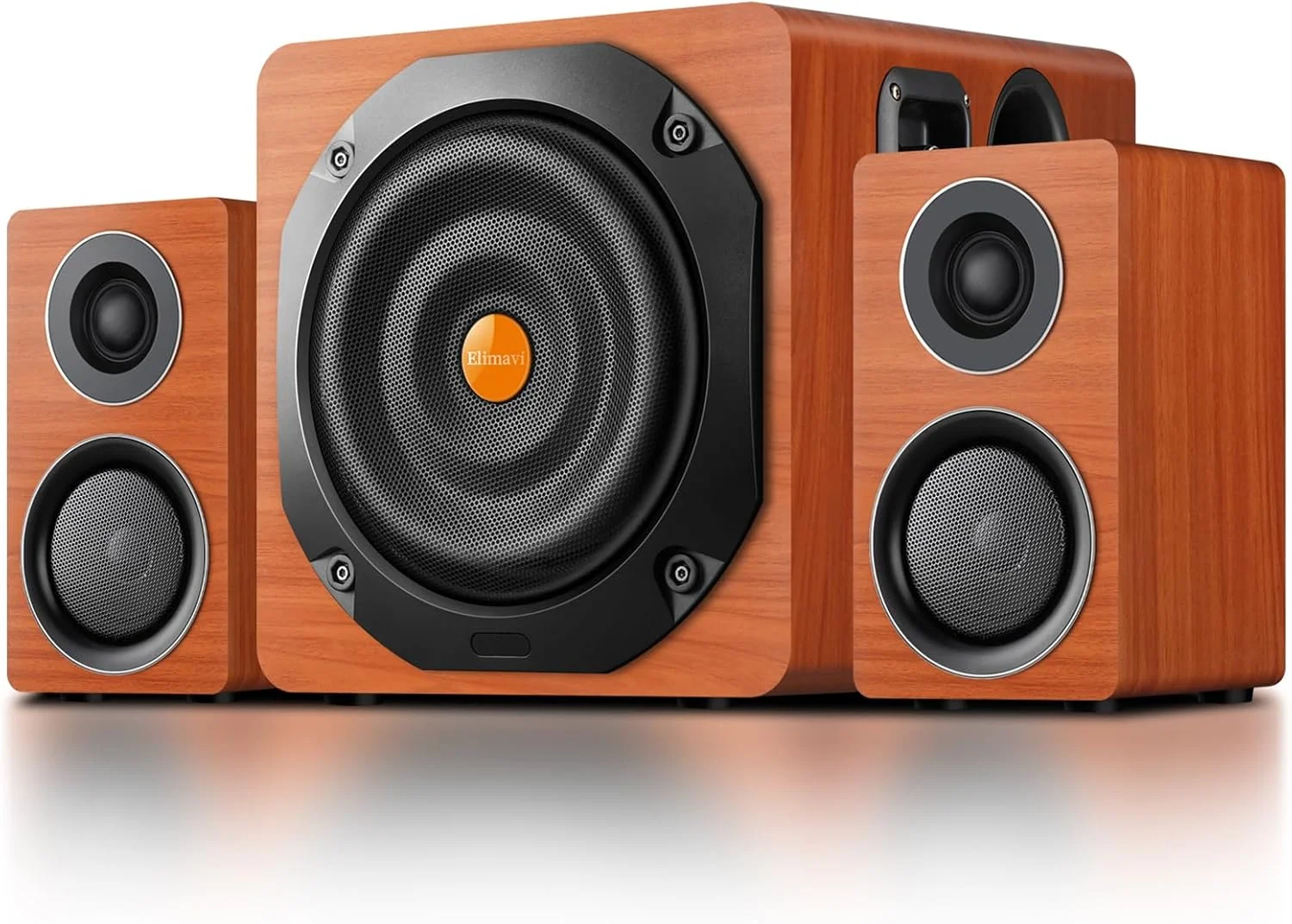 سیستم بلندگوی گیمینگ کامپیوتر با ساب ووفر، صدای فراگیر مانیتور دسکتاپ کامپیوتر، دو ماهواره با میان رده و تریبل، پوشش کامل محدوده، پشتیبانی از اتصال نوری/کواکسیال/3.5 به RCA/بی سیم