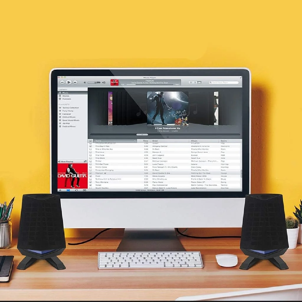 یک جفت اسپیکر سیمی کامپیوتر USB AUX تقویت بیس، اسپیکر PC برای لپ تاپ، کامپیوتر، تلفن 6W صوتی چند رسانه ای Zeenyi