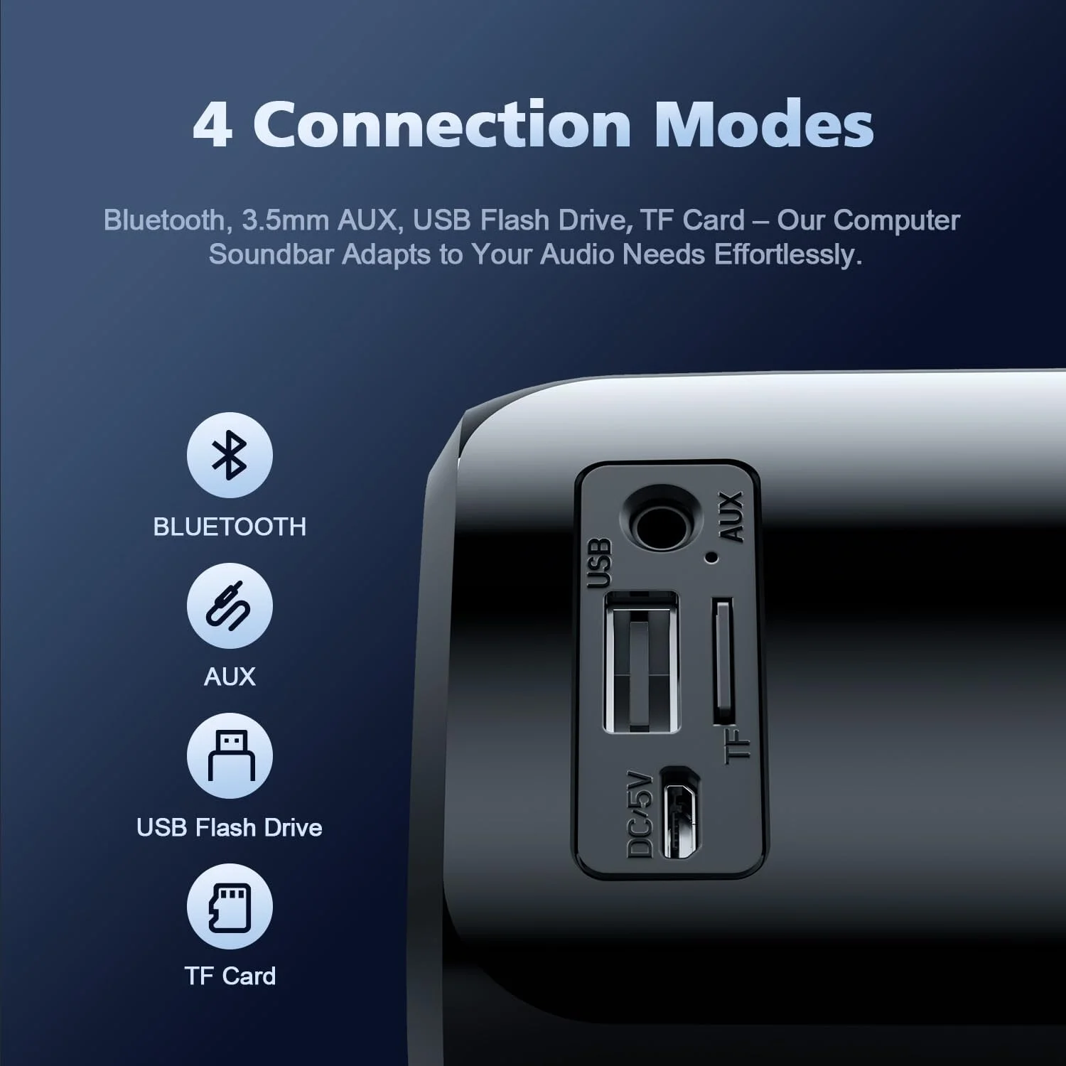 اسپیکر کامپیوتر برای کامپیوتر رومیزی، اسپیکر بلوتوثی قابل حمل استریو HiFi، ساندبار کامپیوتر، ساندبار کامپیوتر 3.5 میلی متری Aux-in با بیس عمیق و تاثیرگذار، اسپیکر گیمینگ برای کامپیوتر، لپ تاپ، تبلت