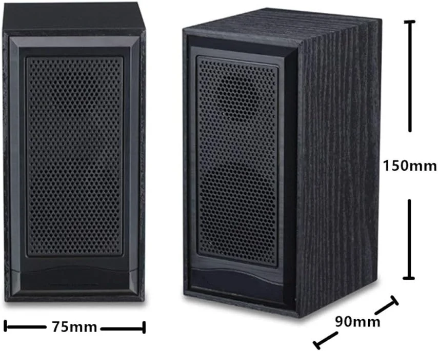 اسپیکر کامپیوتر چوبی HANZALA، بدنه چوبی طبیعی، اسپیکر رومیزی با تغذیه USB، بلندگوهای چند رسانه ای چوبی برای لپ تاپ (قهوه ای)