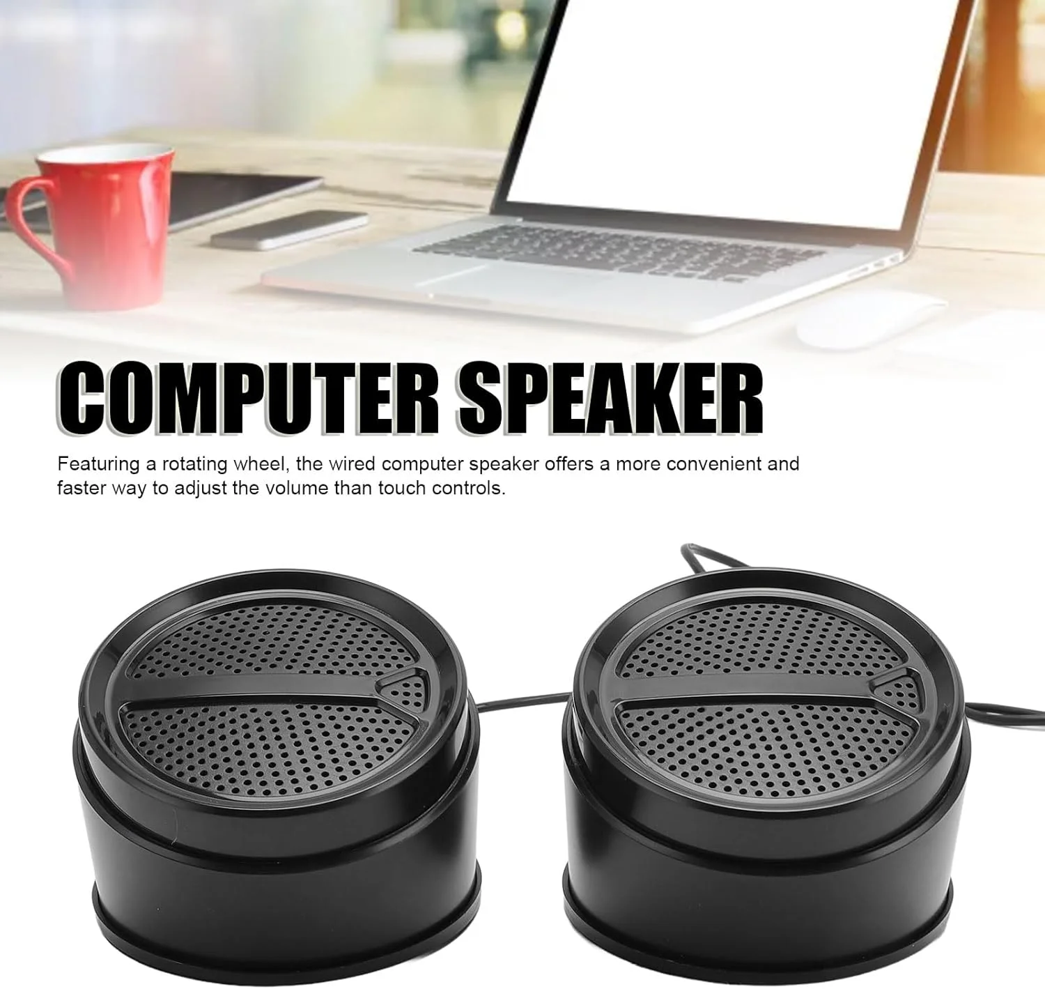 اسپیکر کامپیوتر برای کامپیوتر رومیزی، اسپیکر کوچک لپ تاپ سیمی USB2.0 با صدای HIFI و کنترل صدا، اسپیکر رومیزی، اسپیکر کوچک کامپیوتر، اسپیکر کامپیوتر، اتصال و پخش آسان (نورانی)