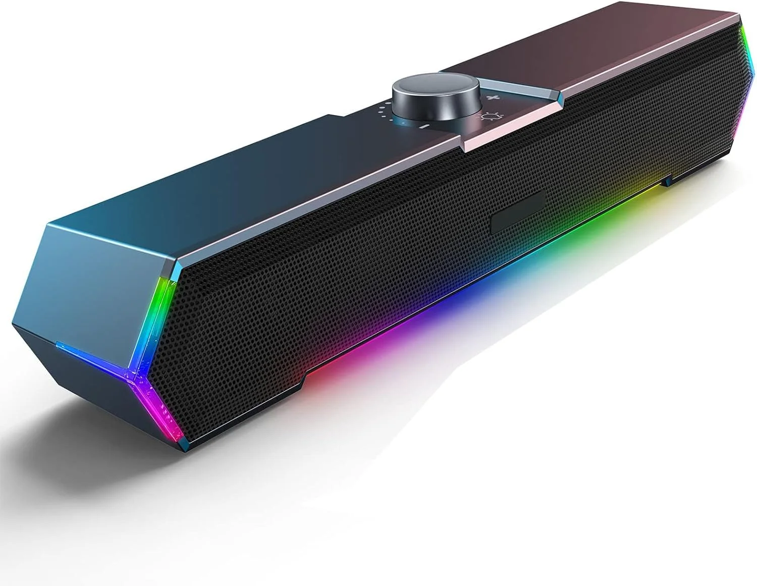 اسپیکرهای کامپیوتر، اسپیکرهای رایانه شخصی رومیزی با نور لمسی، با صدای شفاف و فراگیر، تغذیه از طریق USB C/USB، برای مانیتور لپ تاپ رایانه شخصی رومیزی (مشکی)