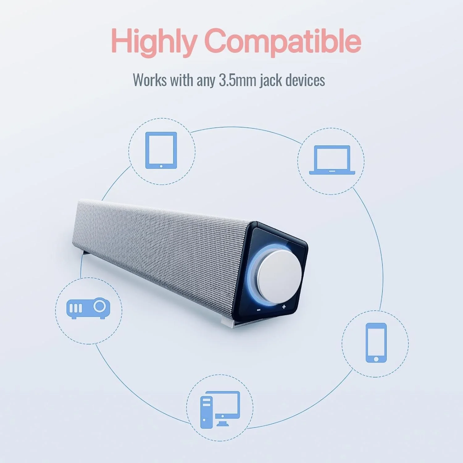 اسپیکرهای کامپیوتر NA برای دسکتاپ، مینی ساندبار استریو با تغذیه USB، ساندبار کامپیوتر سیمی، اسپیکر کامپیوتر برای تبلت، تلفن همراه، لپ تاپ، ساندبار کامپیوتر، نقره ای