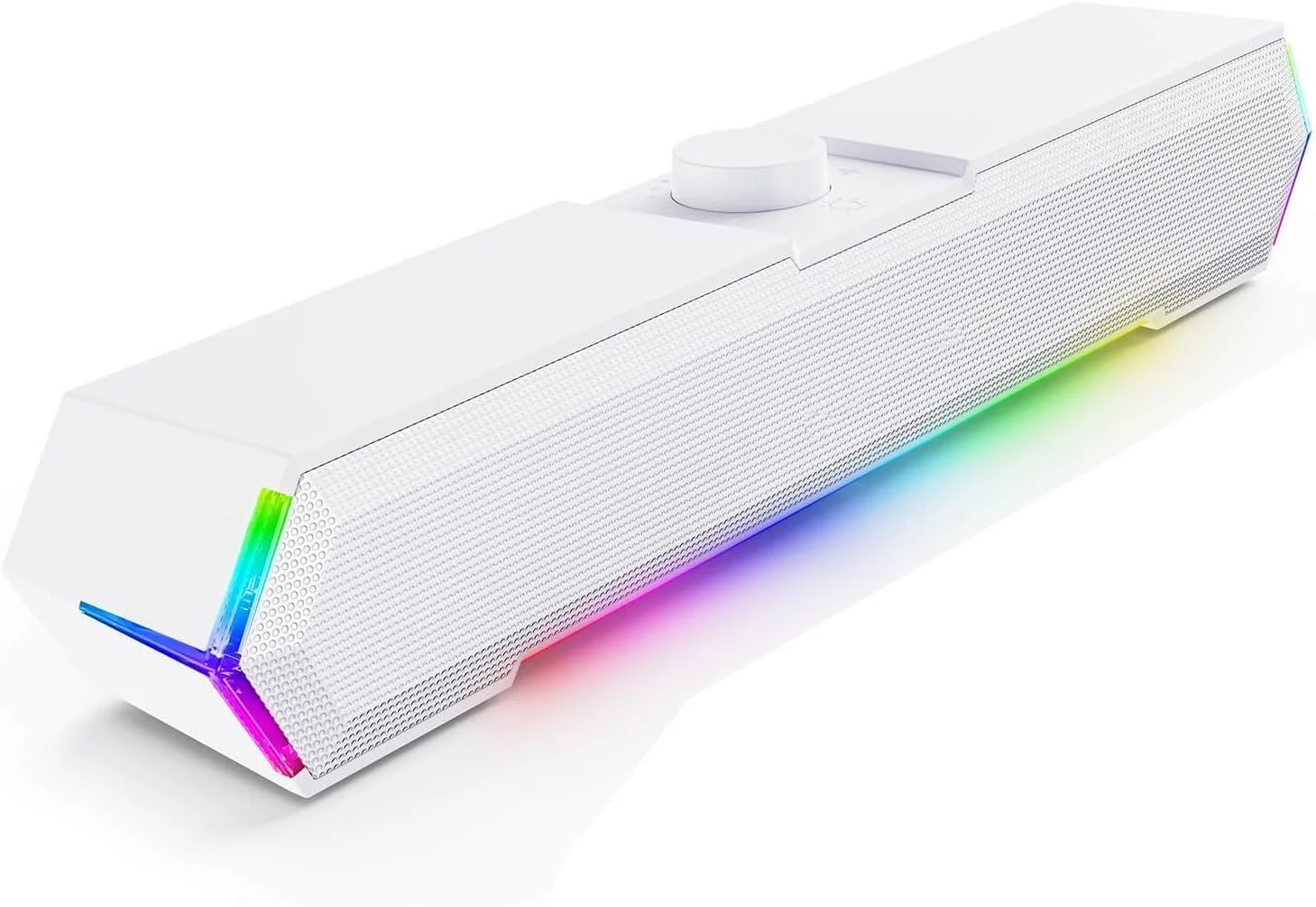 اسپیکرهای کامپیوتر، اسپیکرهای لمسی رومیزی برای کامپیوتر، با صدای شفاف و فراگیر، تغذیه از طریق USB C/USB، برای مانیتور کامپیوتر، لپ تاپ (سفید)