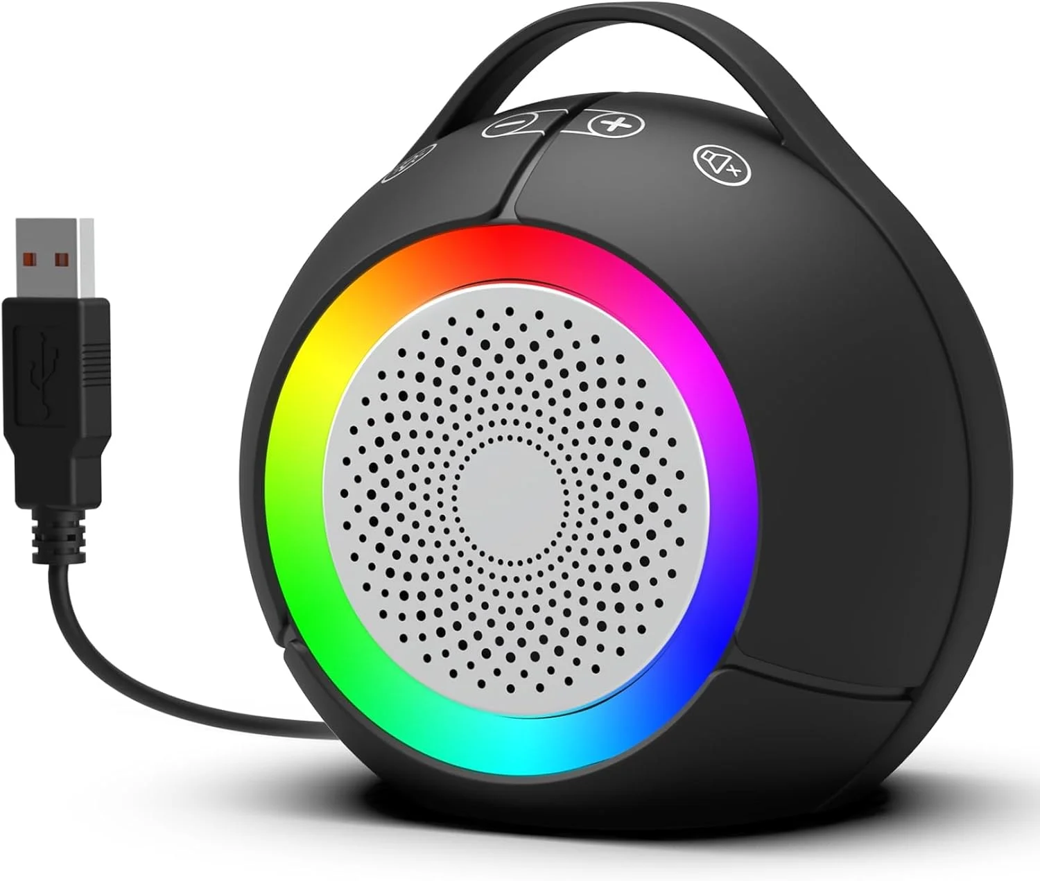 اسپیکر کامپیوتر USB برای کامپیوتر رومیزی، لپ تاپ، صدای شفاف، اسپیکرهای قابل حمل Plug-N-Play با نور RGB پویا، صدای بلند، بیس قوی، کنترل لمسی، سازگار با ویندوز/macOS/ChromeOS