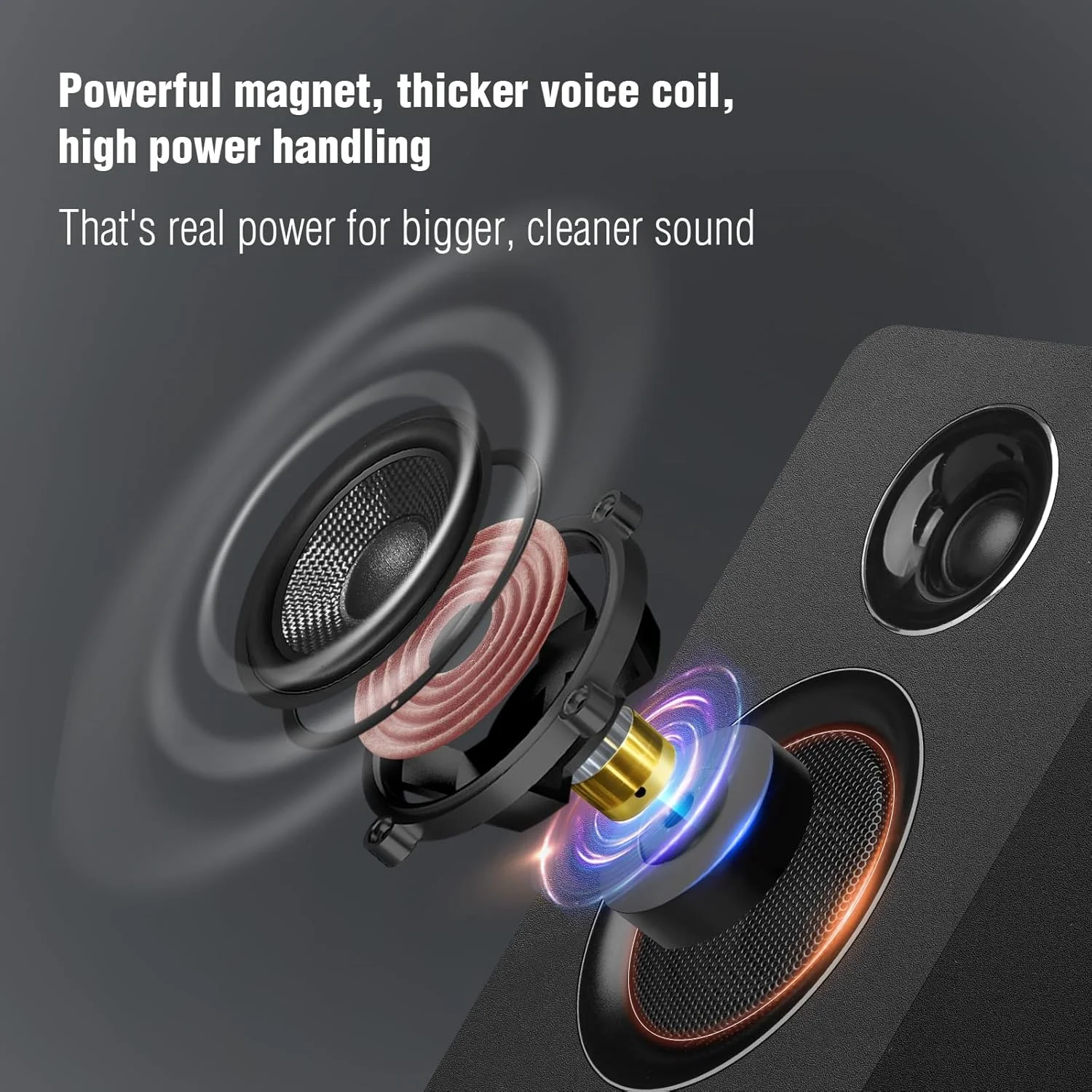 اسپیکر کامپیوتر برای رایانه شخصی رومیزی، اسپیکر قفسه کتاب فعال با ووفر فیبر کربنی 3 اینچی و توییتر فیلم ابریشمی، پشتیبانی از بلوتوث 5.3، USB-C، ورودی AUX/RCA برای پخش کننده صفحه تلویزیون - مجموعه استریو مشکی