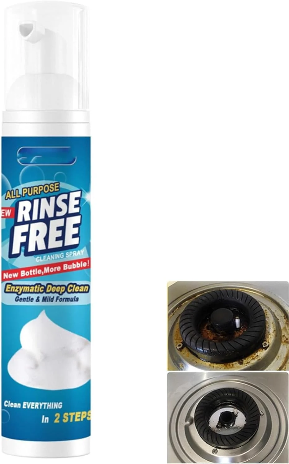 اسپری فوم پاک کننده قوی آزونی، پاک کننده بدون نیاز به آبکشی برای چربی ها و کثیفی های سرسخت، پاک کننده چند منظوره برای حمام، خودرو، منزل (100 میلی لیتر)