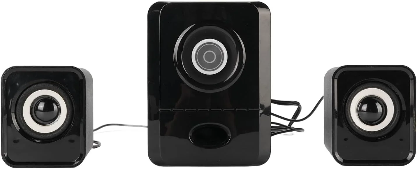 اسپیکر کامپیوتر USB، کنترل حجم صدای فراگیر 360 درجه، اسپیکر های کامپیوتر برای لپ تاپ، تبلت، تلفن، تغذیه از طریق USB، اسپیکر کامپیوتر رومیزی استریو 2.1، جنس ABS