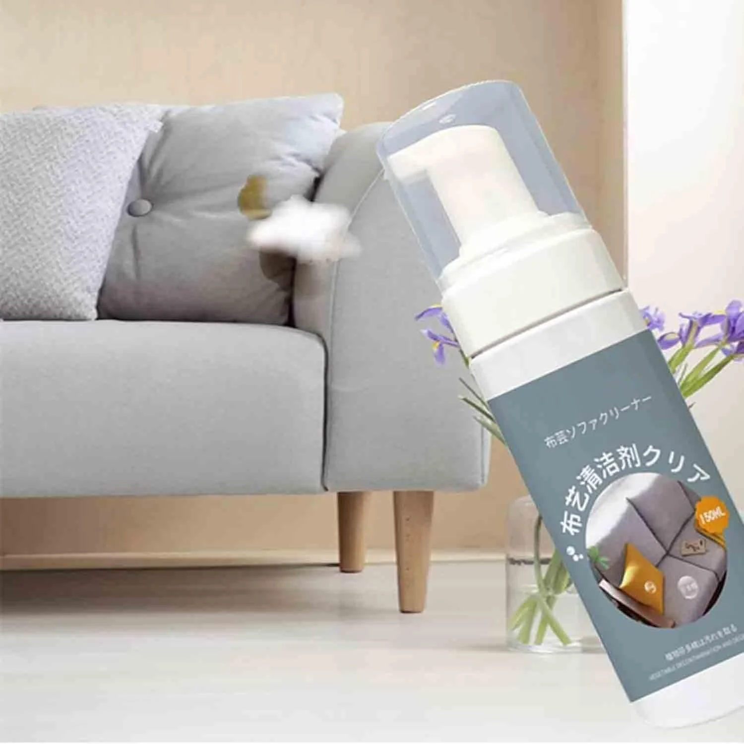 فوم تمیز کننده پارچه بدون نیاز به شستشو Azonee، عامل خشکشویی فوم تمیز کننده مبل پارچه ای، اسپری تمیز کننده فرش و اثاثه یا لوازم داخلی 150 میلی لیتری، تمیز کننده عمیق (150 میلی لیتر)