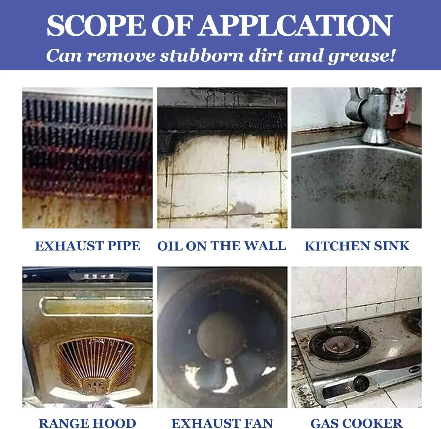 پاک کننده محافظ آشپزخانه آزونی موف شف، پودر پاک کننده موف شف، پودر پاک کننده لکه های روغن سنگین، پودر پاک کننده چند منظوره آشپزخانه قوی (1 عدد + اسفنج)