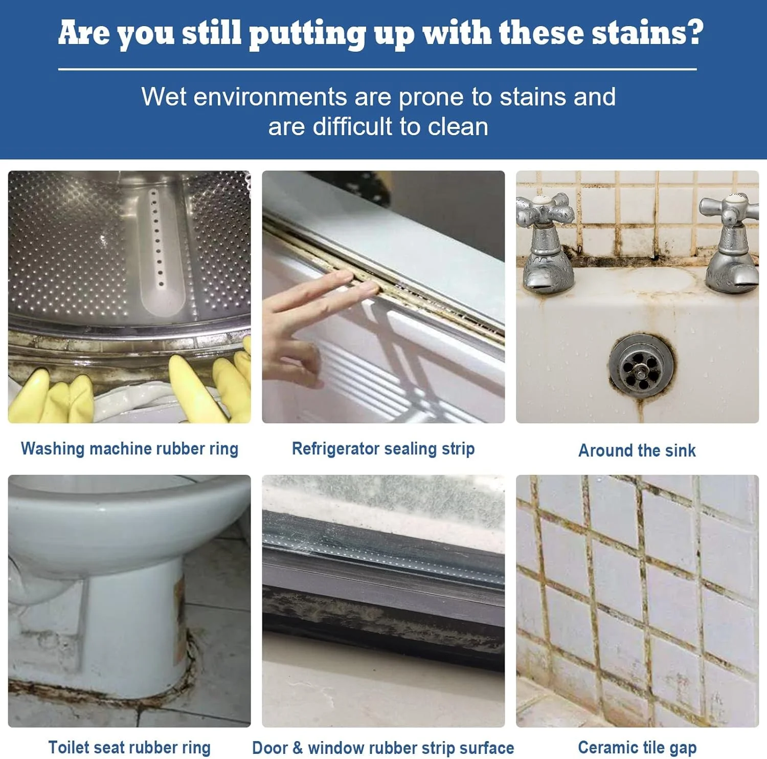 ژل پاک کننده کپک خانگی Azonee، ژل شیمیایی از بین برنده کپک، ژل قوی و سریع از بین برنده کپک مناسب برای لکه های کاشی آشپزخانه و حمام