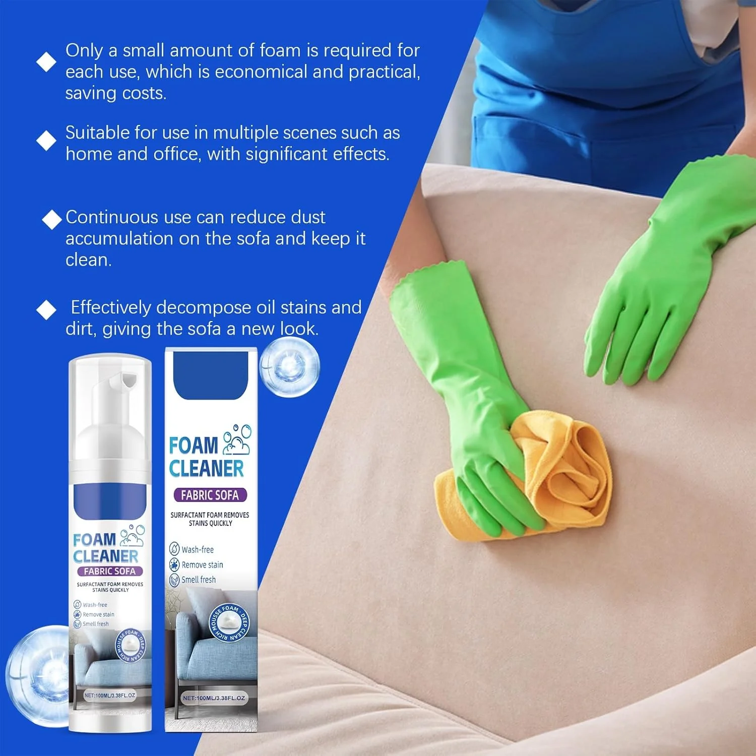 فوم تمیز کننده پارچه مبل Azonee، فوم تمیز کننده پارچه مبل، پرده و تشک، فوم تمیز کننده لباس بدون نیاز به آبکشی، اسپری خشکشویی برای لکه های روغن لباس، پاک کننده لکه ایمن برای لباس (100 میلی لیتر) فوم تمیز کننده پارچه مبل Azonee، فوم تمیز کننده پارچه مبل، پرده و تشک، فوم تمیز کننده لباس بدون نیاز به آبکشی، اسپری خشکشویی برای لکه های روغن لباس، پاک کننده لکه ایمن برای لباس (100 میلی لیتر)