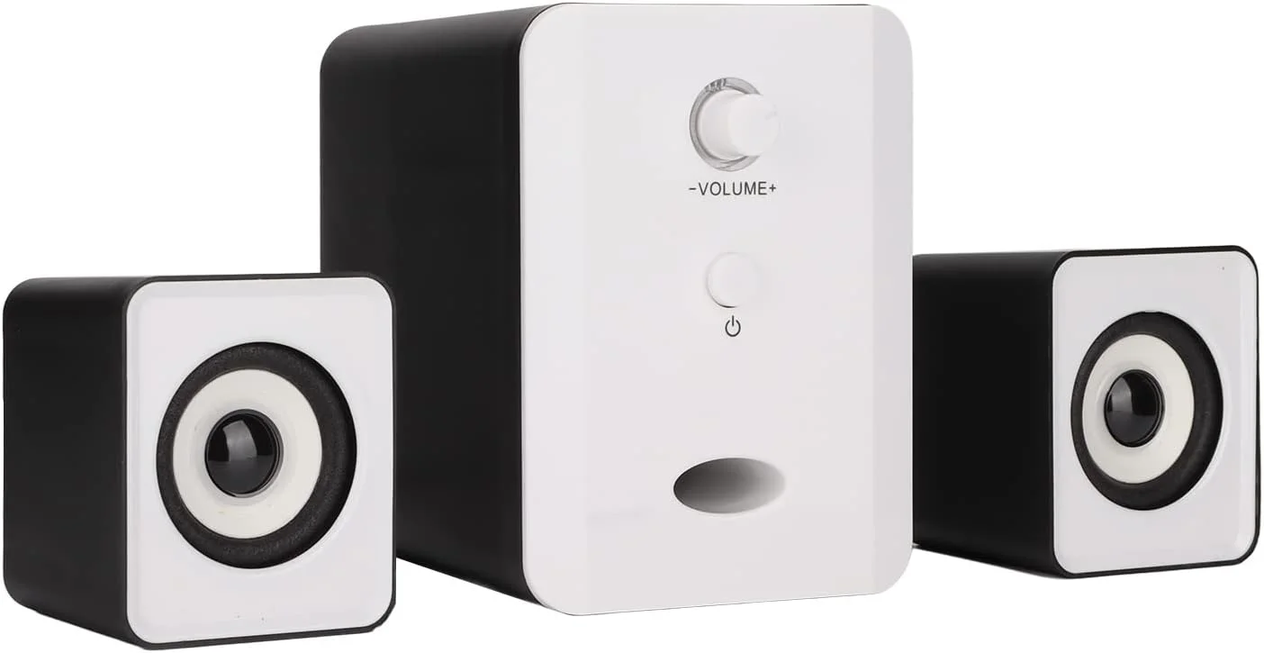 اسپیکر کامپیوتر، اسپیکرهای رومیزی USB با ساب ووفر برای کامپیوتر، لپ تاپ، تبلت، اسپیکر استریو برای کامپیوتر، لپ تاپ، تلفن، مانیتور (نسخه لعاب دار)